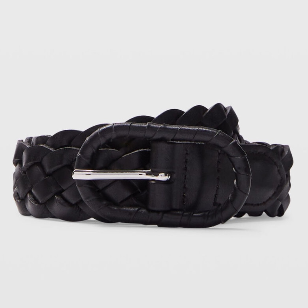 Woven Leather Belt - Brand New - NEVER WORN - Black
